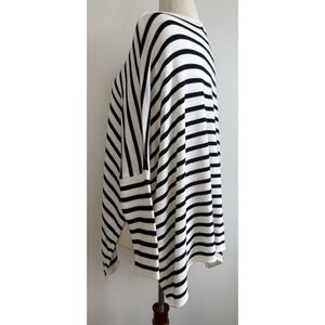 Mer Sea Sweater Womens One Size White Stripe Nautical Beach Dolman 3/4 Sleeves